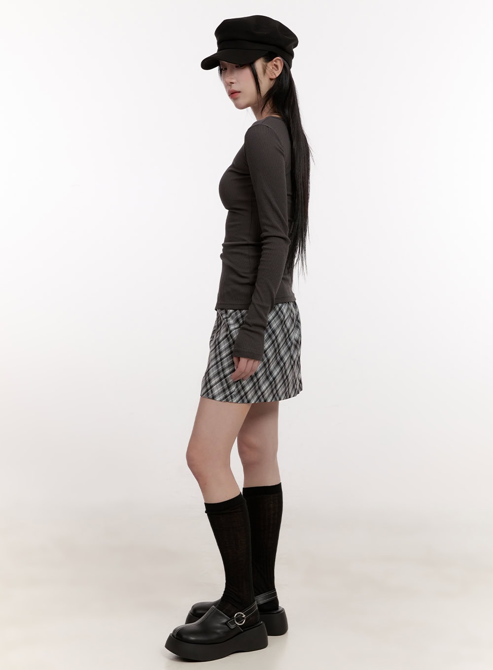 plaid-mini-skirt-cj531