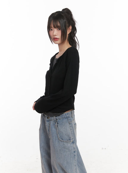 striped-layered-buttoned-cardigan-cj528