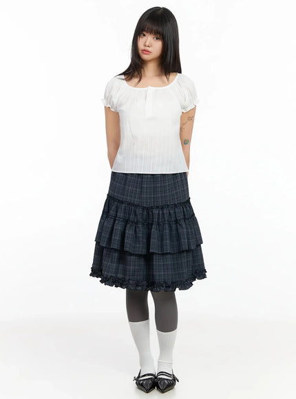 plaid-frill-tiered-midi-skirt-ia523