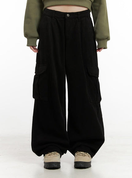 solid-wide-fit-cargo-pants-id402