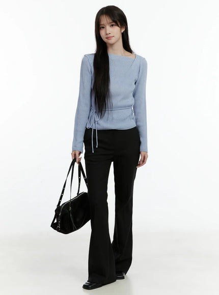 Asymmetrical Boat Neck Knit Top CD523