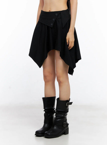 Asymmetric Frill Button Skirt CL530