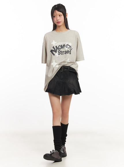 pleated-denim-buckle-mini-skirt-iy502