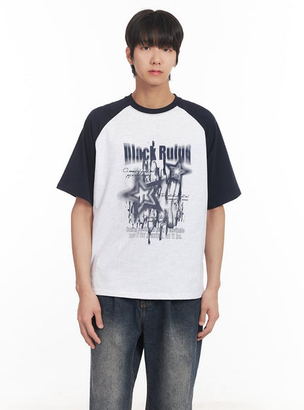Men's Loose-Fit Graphic Raglan T-Shirt IA511
