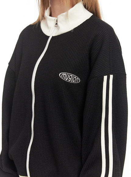 Embroidered Knit Zip-Up Track Jacket CM506