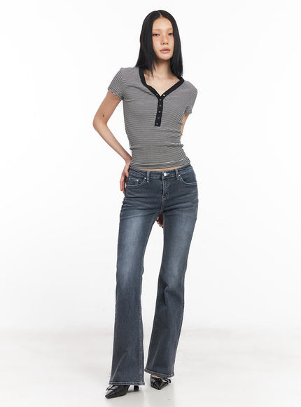 striped-buttoned-v-neck-crop-tee-cy528