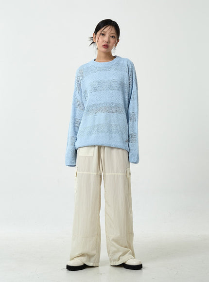 Drawstring Waist Wide Cargo Pants CU13