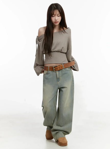 Off-Shoulder Knit Sweatshirt IJ521