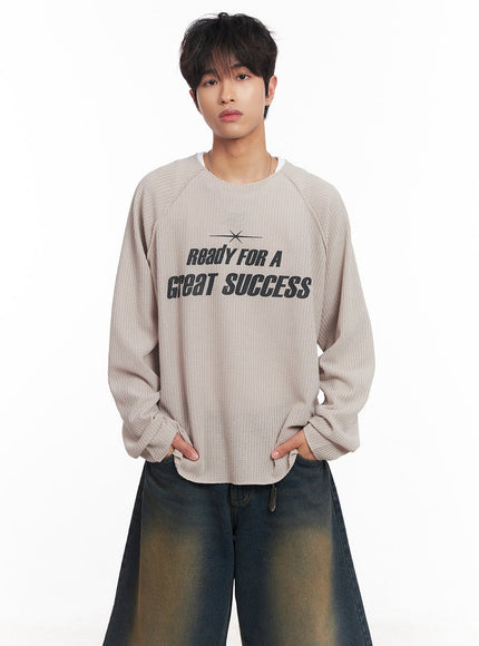 Men's Ribbed Graphic Raglan Sweatshirt IY508