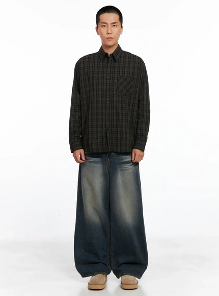 Men's Checkered Button Up Shirt IS510