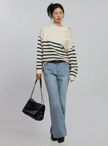 shoulder-cutout-striped-knit-sweater-id504