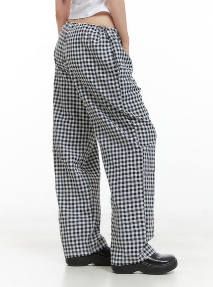 checkered-banded-cotton-wide-leg-pants-cg408