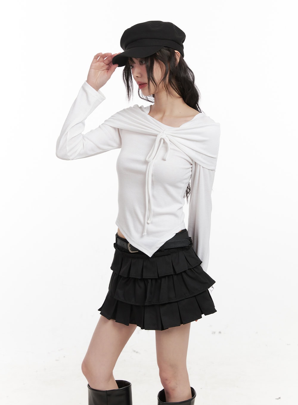 ribbon-wrapped-asymmetric-long-sleeve-top-cj523