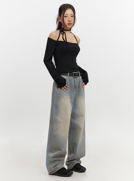 Kyla Washed Wide-Leg Baggy Jeans IF511