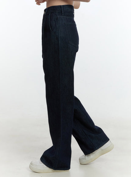 Pintuck Straight-Leg Denim Pants CF504