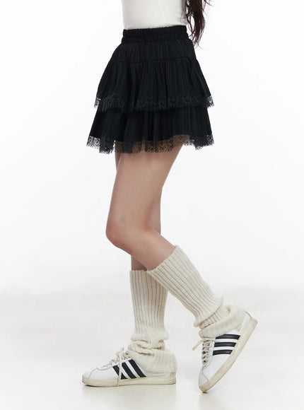 Tiered Lace Ruffle Mini Skirt CM531