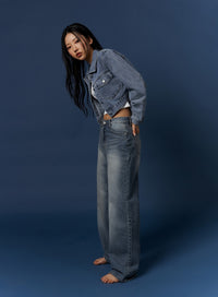 solid-straight-leg-jeans-cj425 / Blue