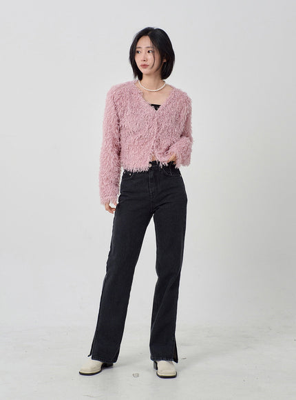 Faux Fur Button Cardigan OD26