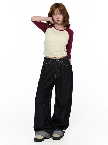 Aishlinn Wide Leg Roll-Up Jeans CA521