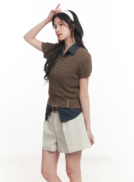 cable-knit-short-sleeve-sweater-ca510