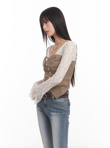 Checked Corset Wired Cami Top CA522