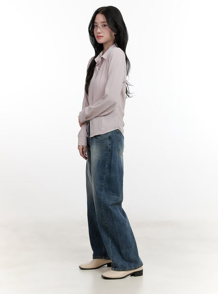 Belle Washed Wide-Leg Jeans CF528