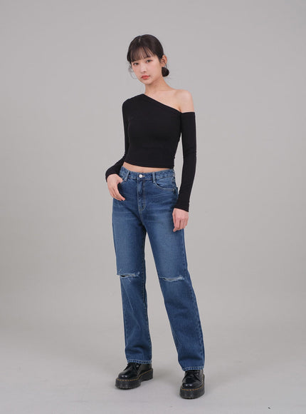 One Shoulder Crop Top C2701