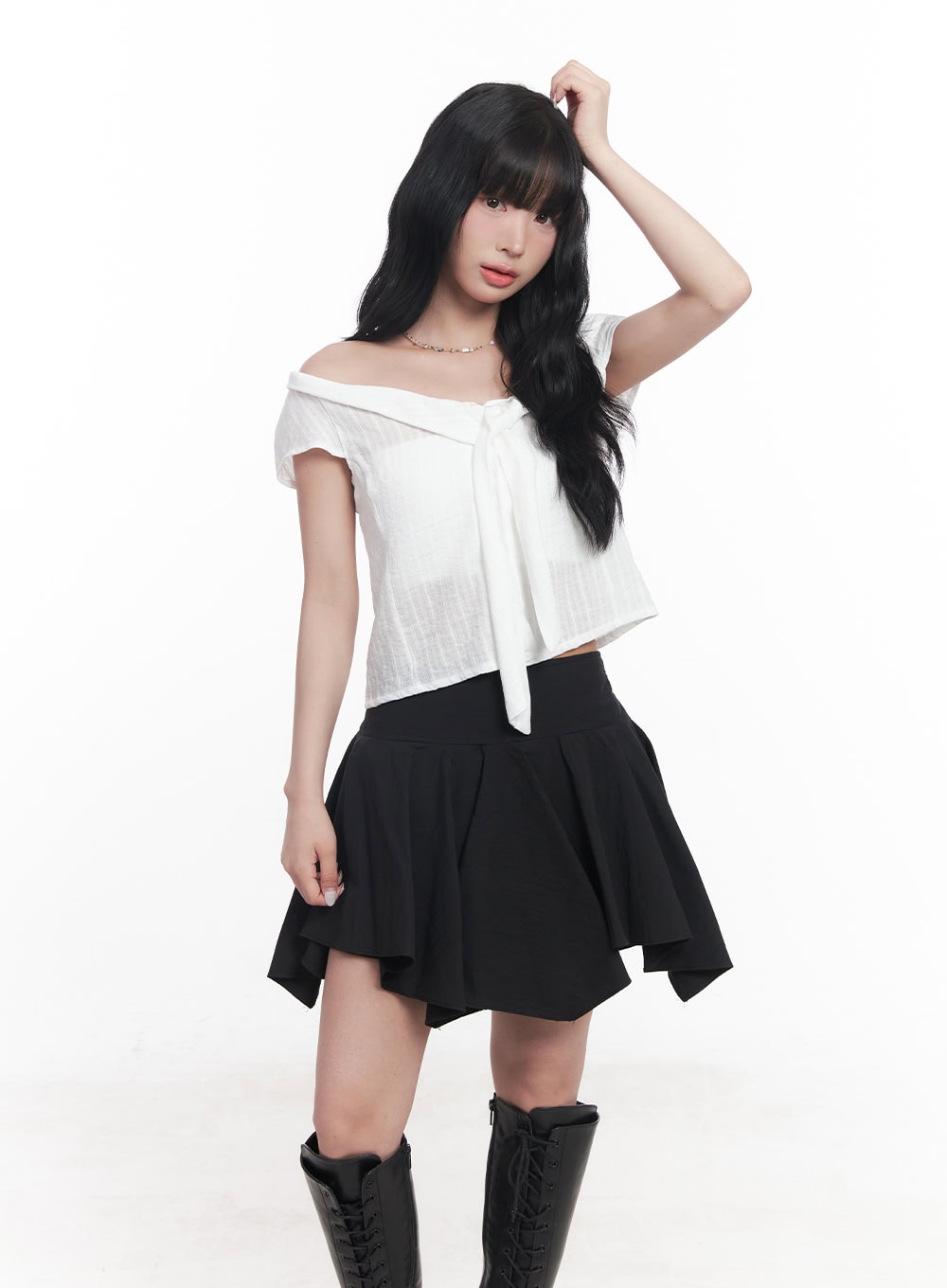 tie-off-shoulder-crop-blouse-top-cy527