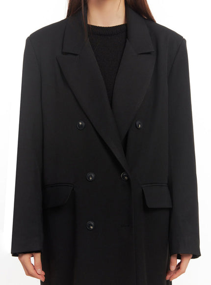 Buttoned Collared Long Coat IM513