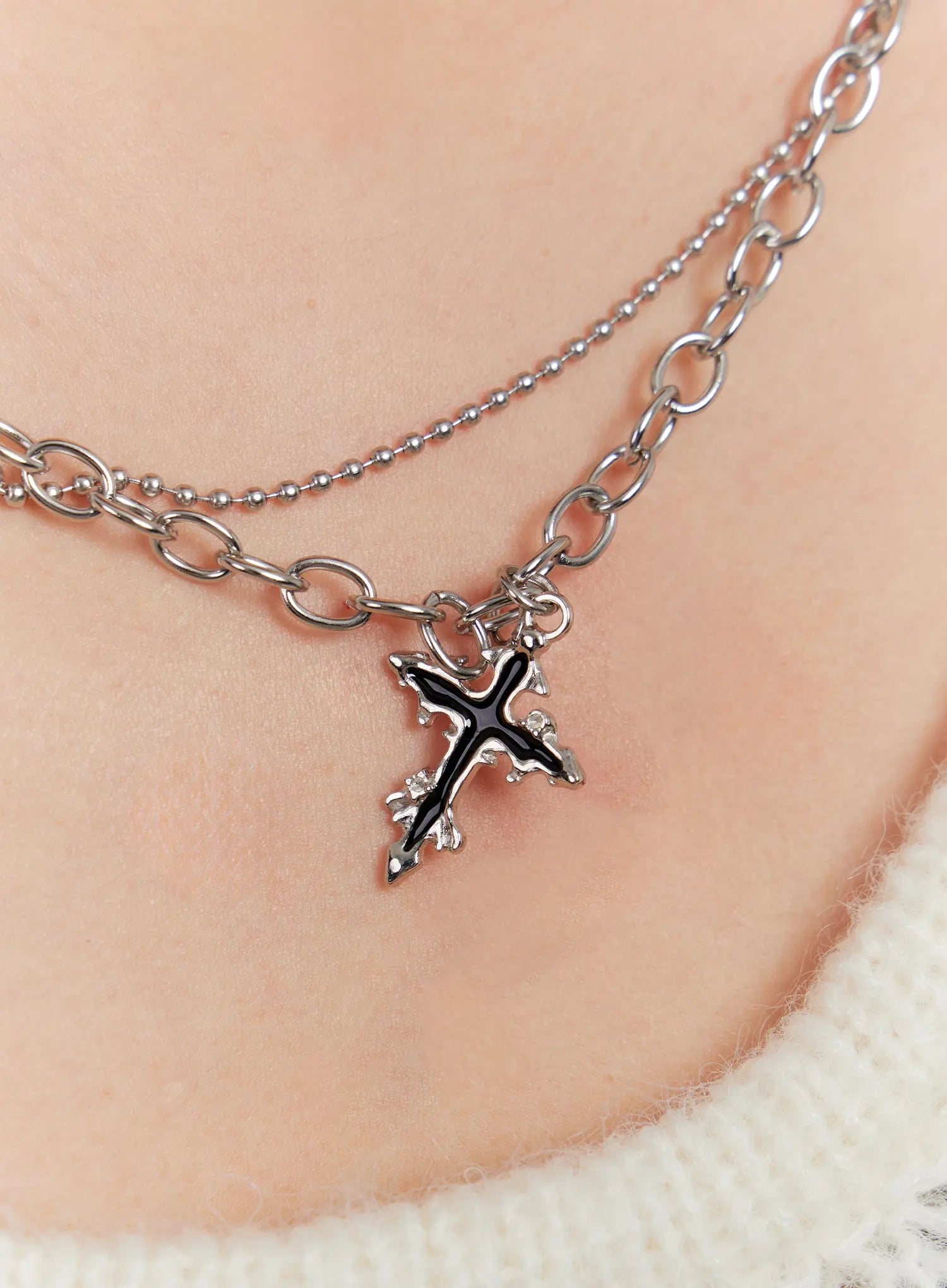 cross-charm-dual-chain-necklace-io527