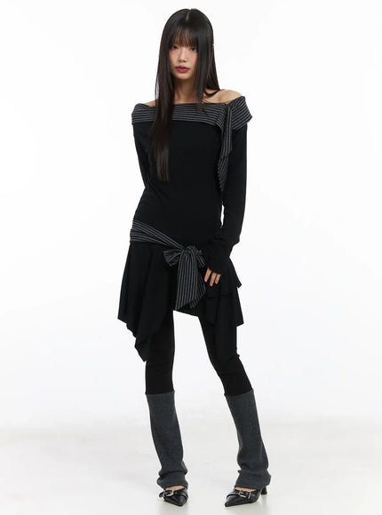 Off-Shoulder Two Tone Mini Dress CD522