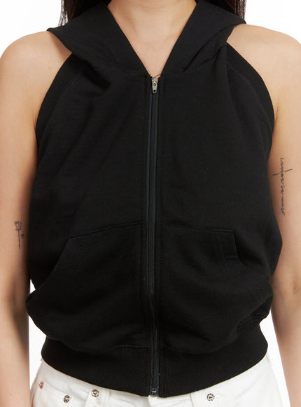 zip-up-hoodie-sleeveless-top-cy424