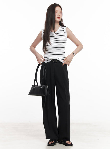 Stripe Slim Sleeveless Top IY509