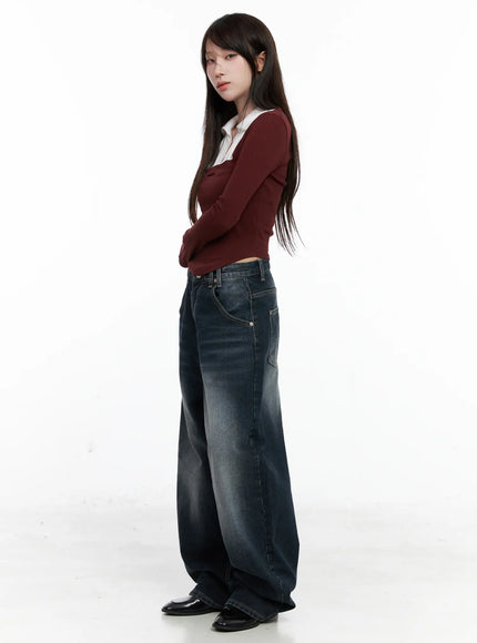 two-tone-square-neck-long-sleeve-top-co521