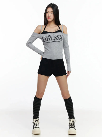 High-Waist Ribbed Shorts IA508