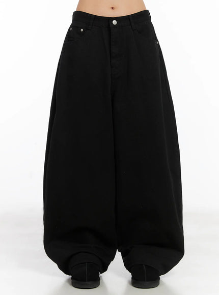 studded-wide-leg-cotton-pants-cd508 / Black