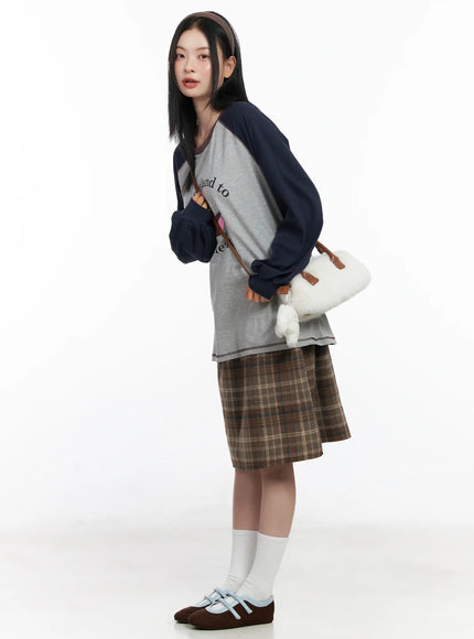 plaid-button-detail-flare-midi-skirt-cj520