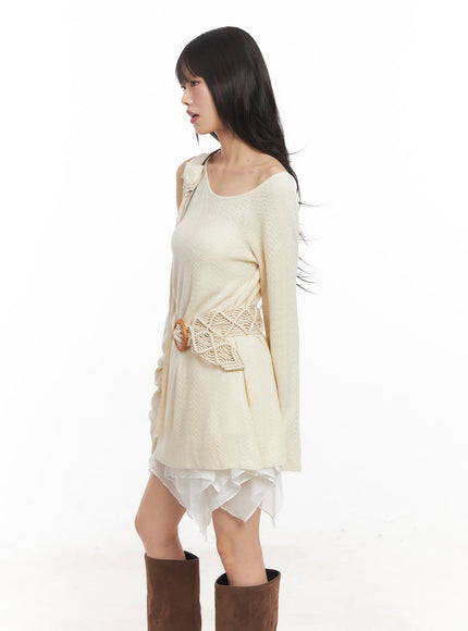 cut-out-maxi-sweater-with-belt-and-corsage-ca522