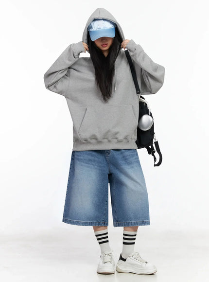 High-Waist Washed Wide-Leg Jorts IA507