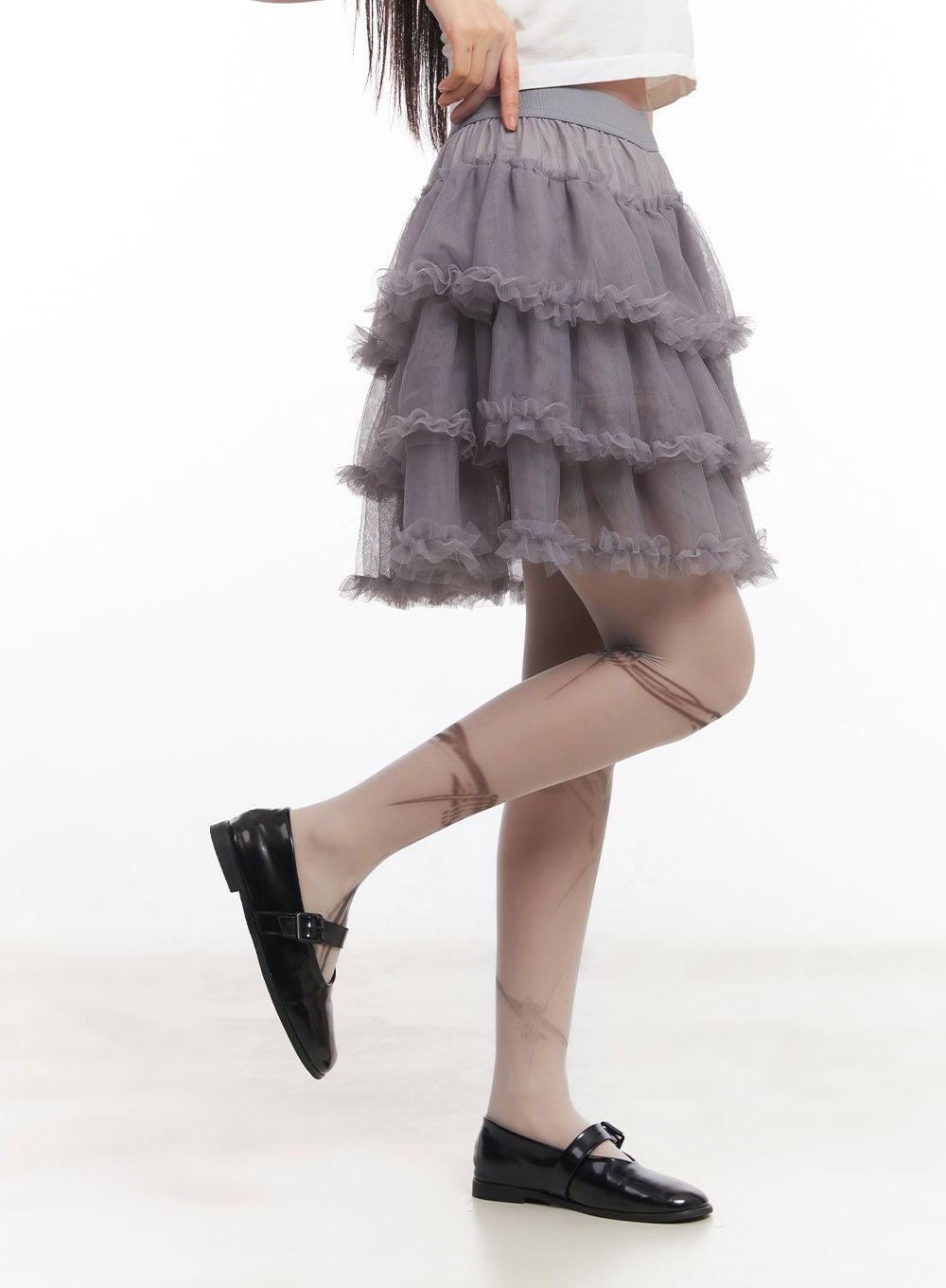 Tiered Ruffle Tulle Midi Skirt CM528