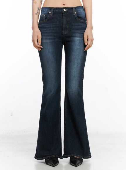 adele-lettering-flare-jeans-co507 / Dark blue