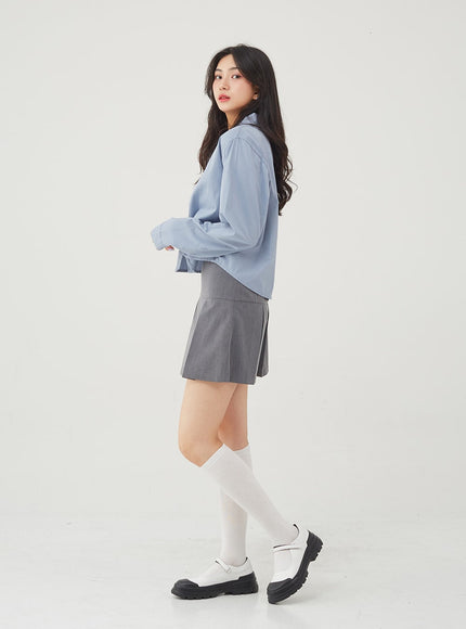 Basic Tone Down Color Crop Shirt BG23