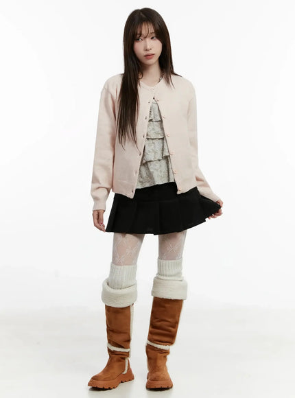 Fleece Pleated Mini Skirt IJ516