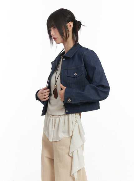 Denim Zip-Up Collared Jacket CF519