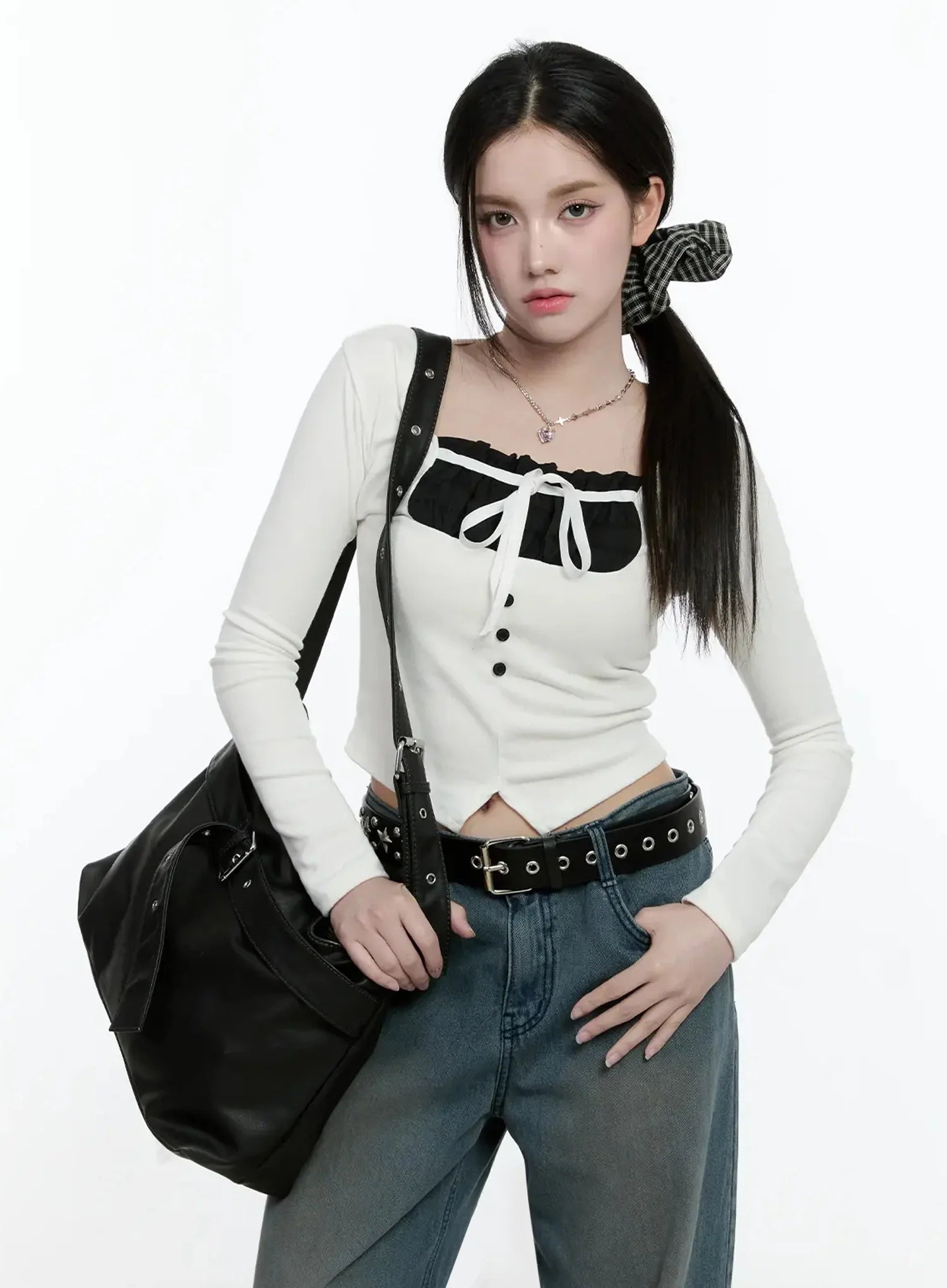 Double Chain Heart Pendant Necklace IO527