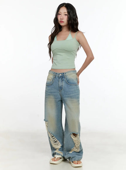 Naeun Distressed Baggy Jeans CL531