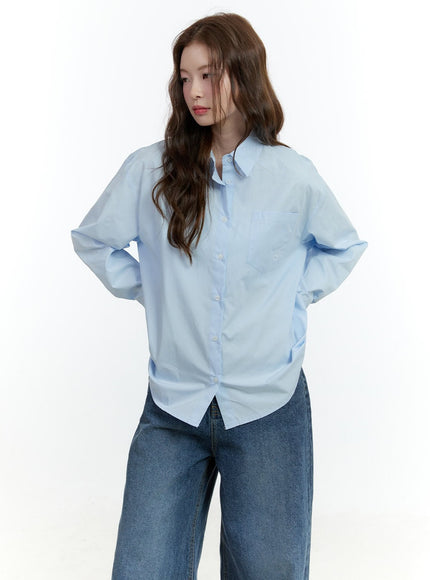 oversized-button-up-shirt-cf503 / Light blue