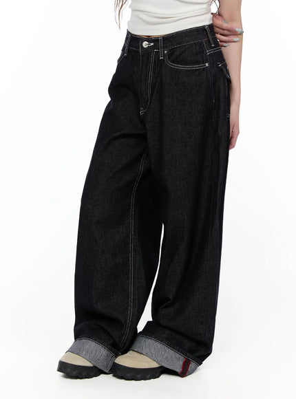 Aishlinn Wide Leg Roll-Up Jeans CA521