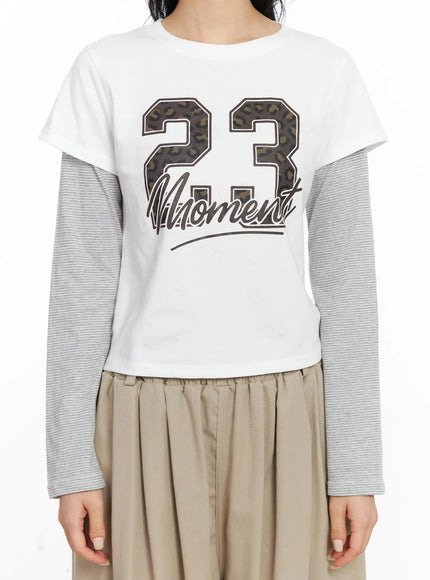 23 Graphic Layered Long Sleeve Top CJ523