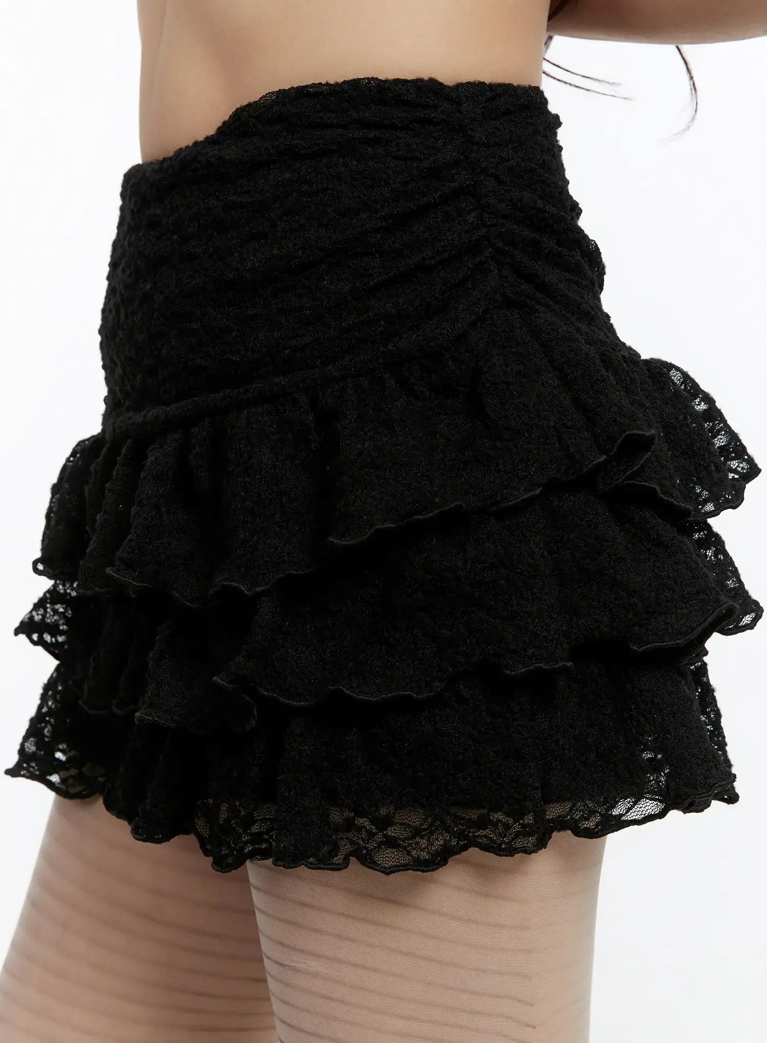 Low-Rise Lace Layered Mini Skirt CN524